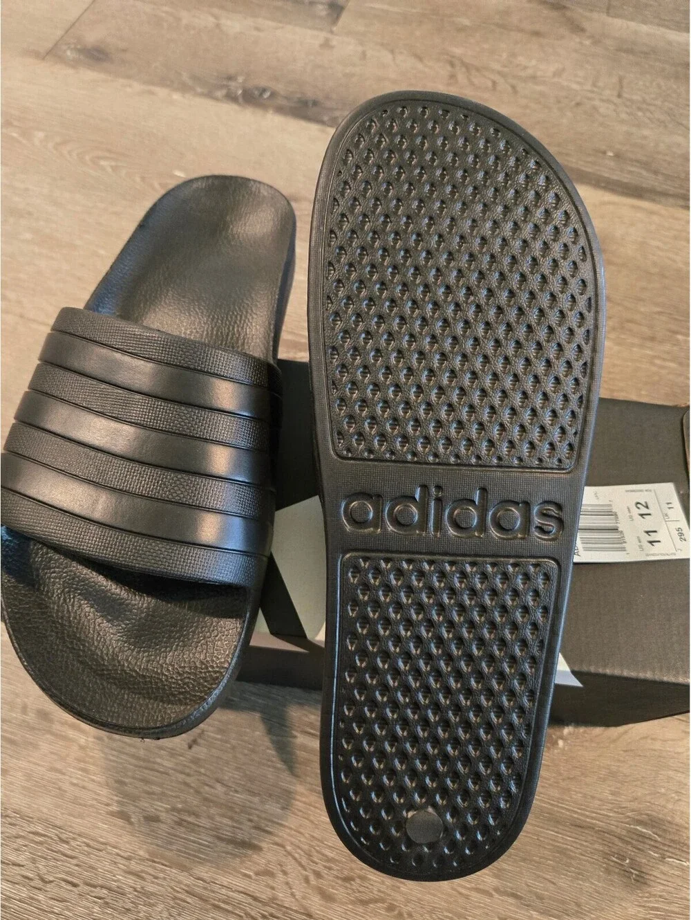adidas Adilette Aqua Black Slides F35550 Men's Size 11 Shower Sandals